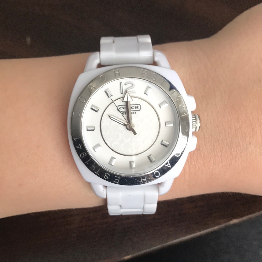 Coach white ceramic watch